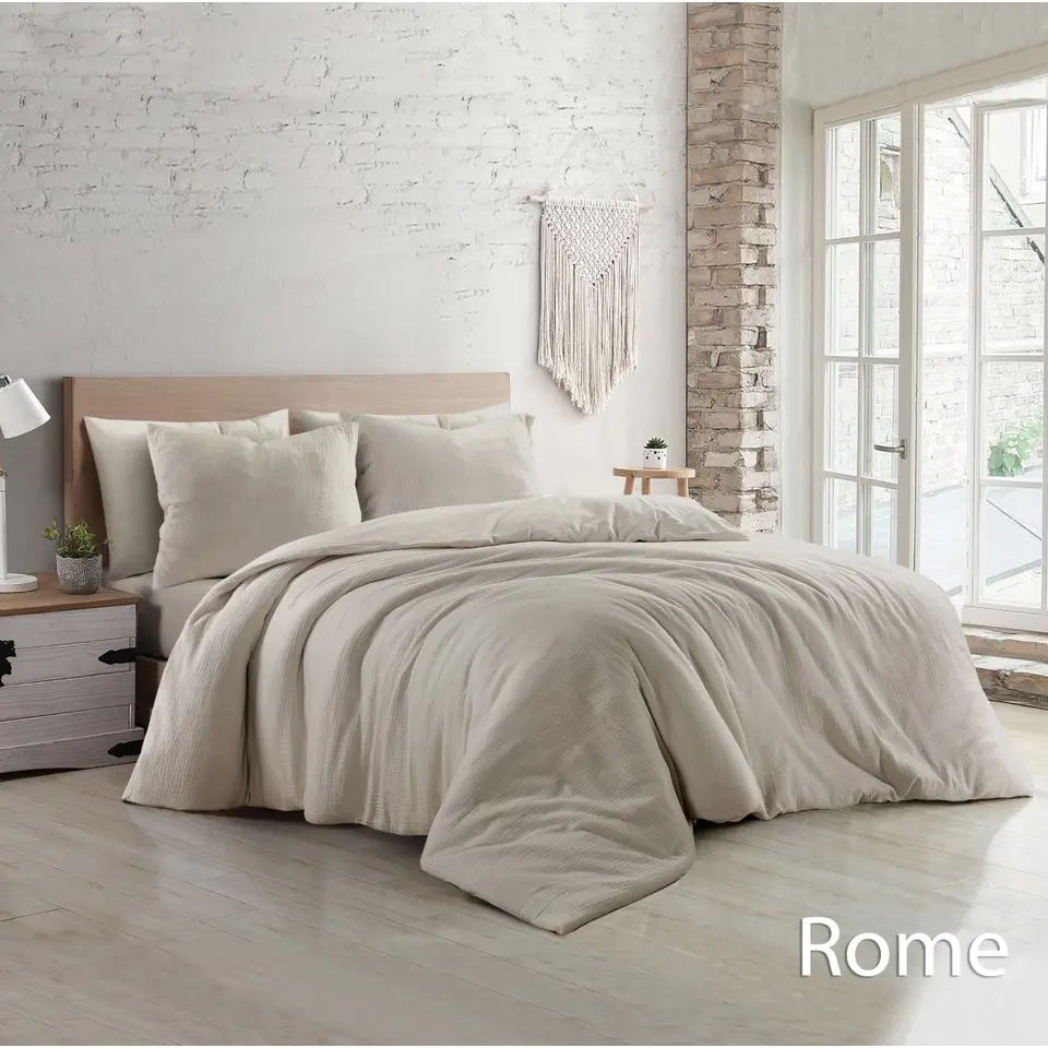 Papillon dekbedovertrek Rome - 200x200/220 - zand