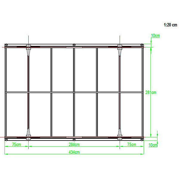 Carport aluminium 13m² 1 place X-Metal anthracite, polycarbonate 6mm, kit ancrage