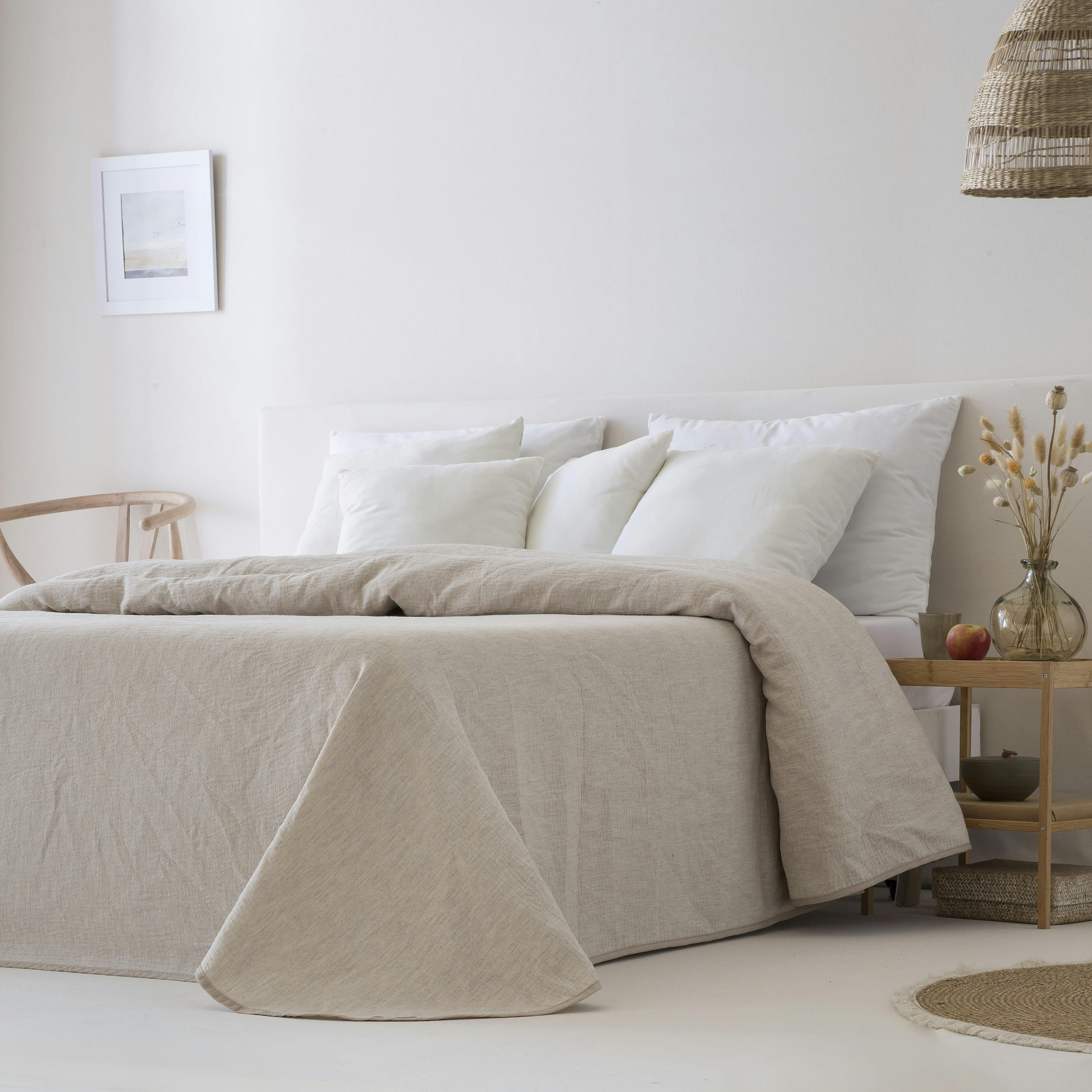 AURA - Couvre lit en coton lin 180x270