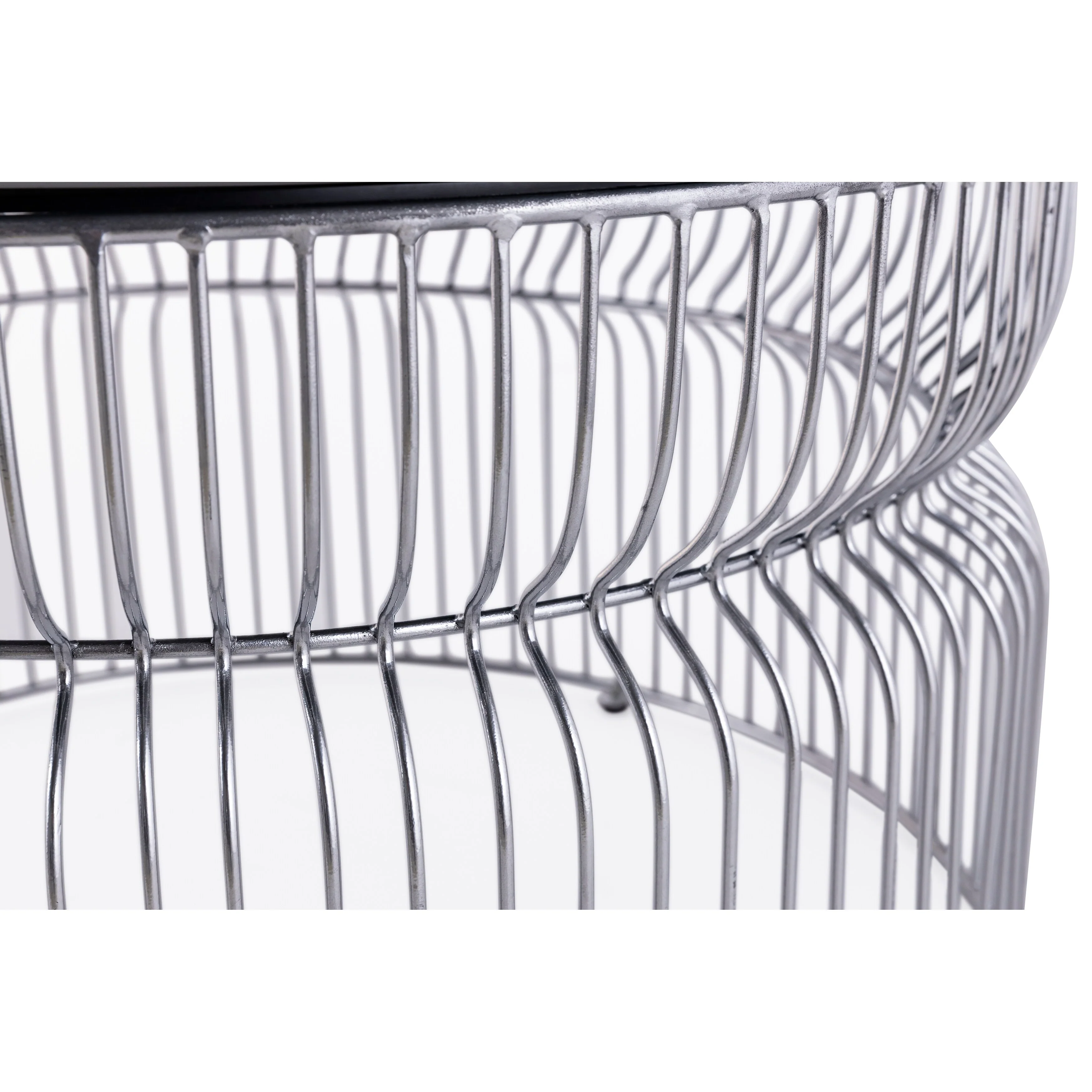 Modern Contemporary Metal Nested Base And Tinted Tempered Glass Top Material Coffee Table, Round Table