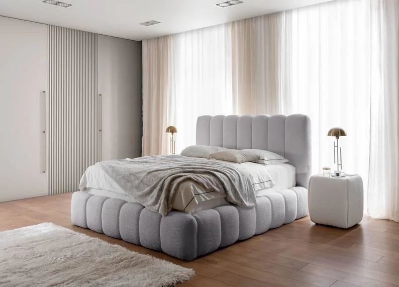 Bedframe Chusso bouclé met opbergruimte 160 x 200 cm