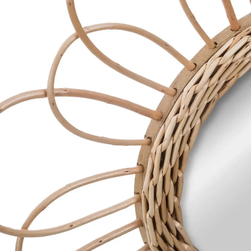 Atmosphera Wandspiegel - bloem - rotan - D38 cm - bohemian