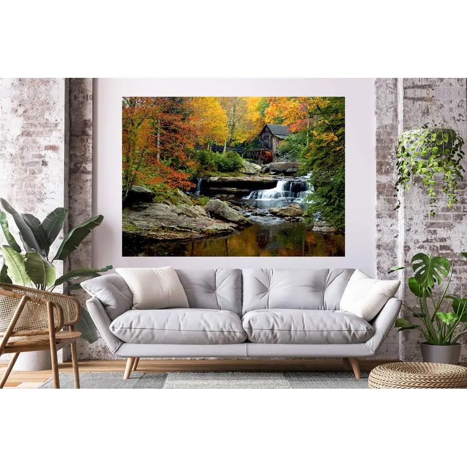 Sanders & Sanders fotobehang bosrijk landschap groen, geel en oranje