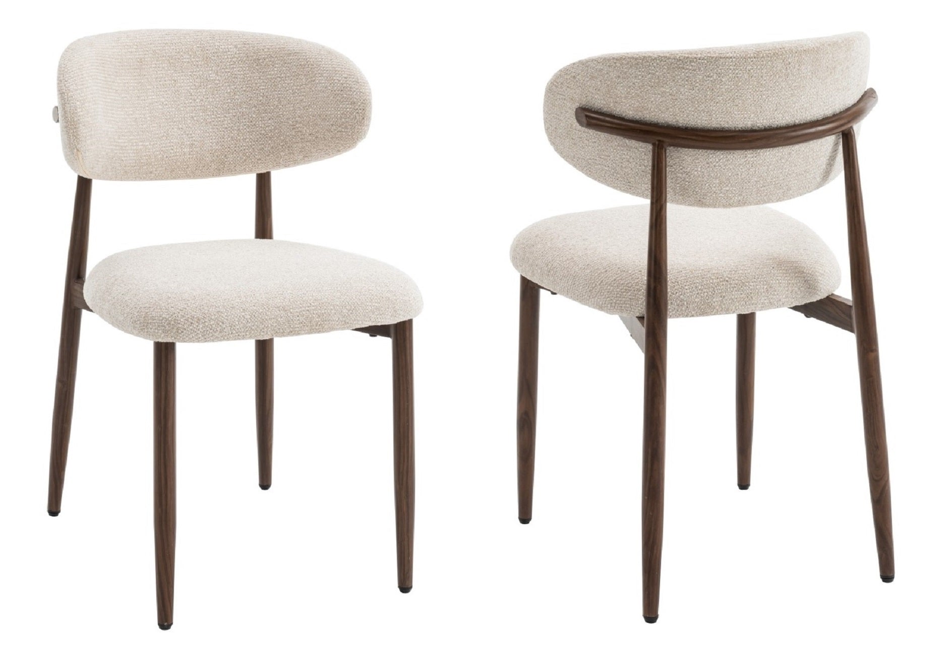 Celia - Eetkamerstoelen Beige Walnoot Set van 2