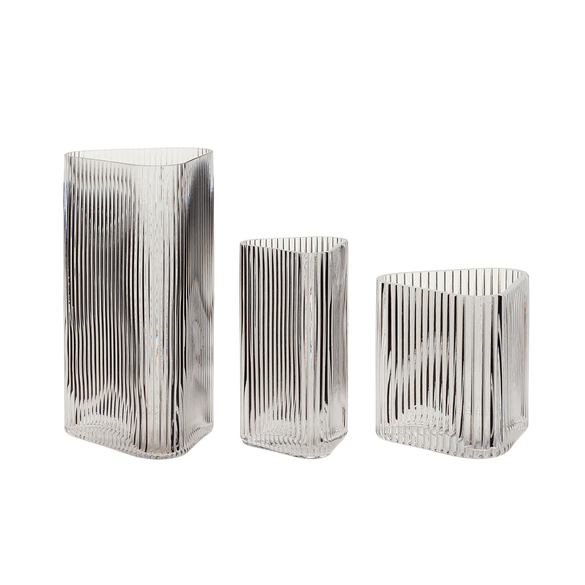 Hübsch vazen Elements - glas - 10x10xh11, 10x10xh20, 15x14xh28cm