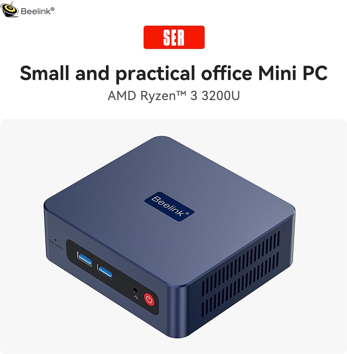 Beelink SER3 Mini PC  AMD Ryzen 3 3200U(14nm  2C/4T) up to 3.5GHz  Mini Gaming Computer 16GB DDR4 RAM 500GB PCIE3.0 X4 SSD  Micro PC 4K@60Hz Dual Display  Mini Computer WiFi6/BT5.2/HTPC/W-11 Pro