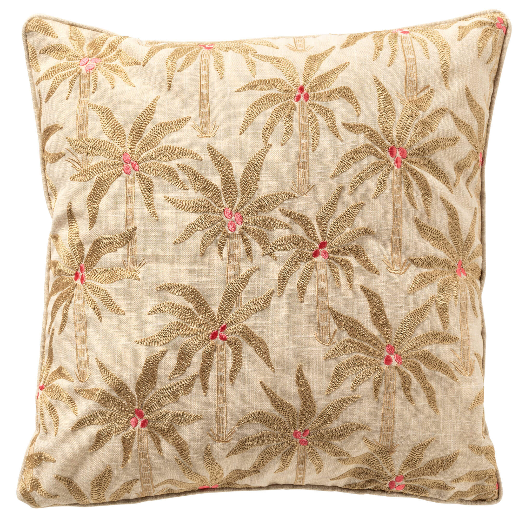 ZENNA - sierkussen 45x45 cm - palmbomen - Almond Buff - bruin, beige