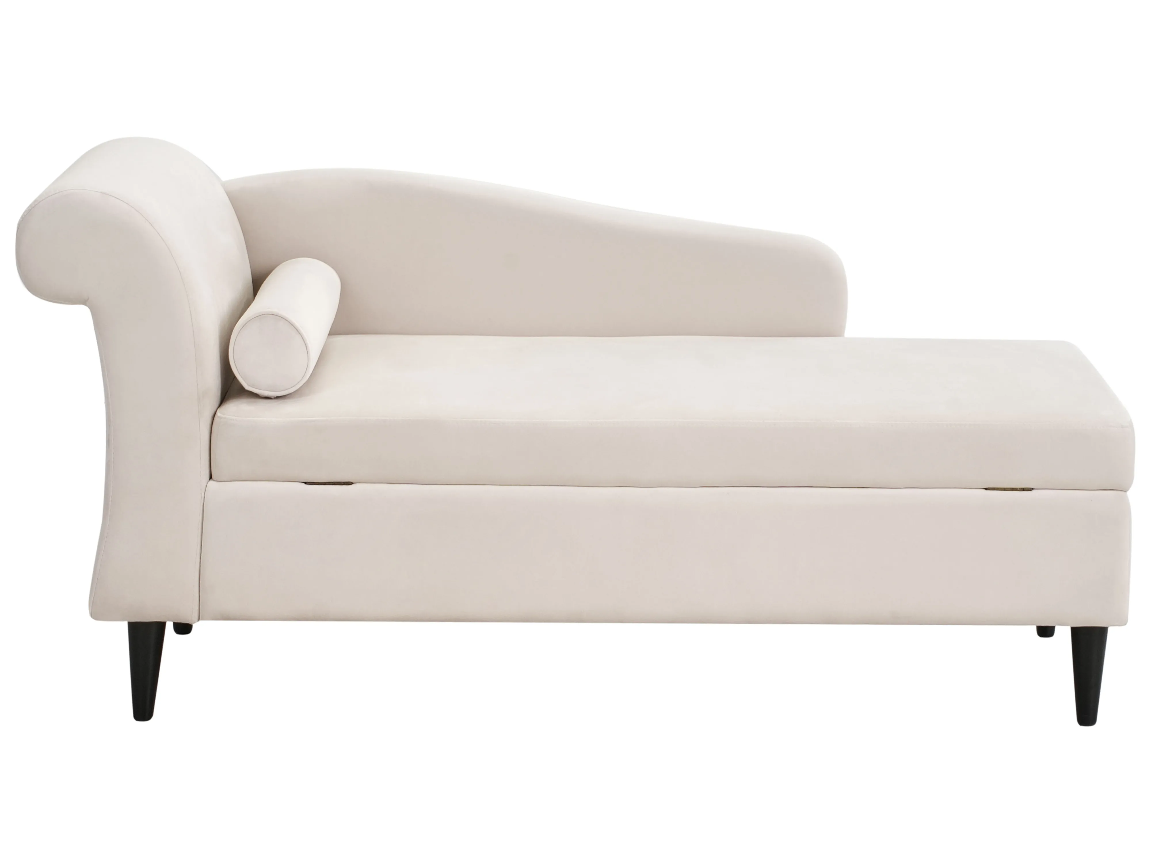 Left-Hand Chaise Longue LUIRO Velvet Beige with Storage