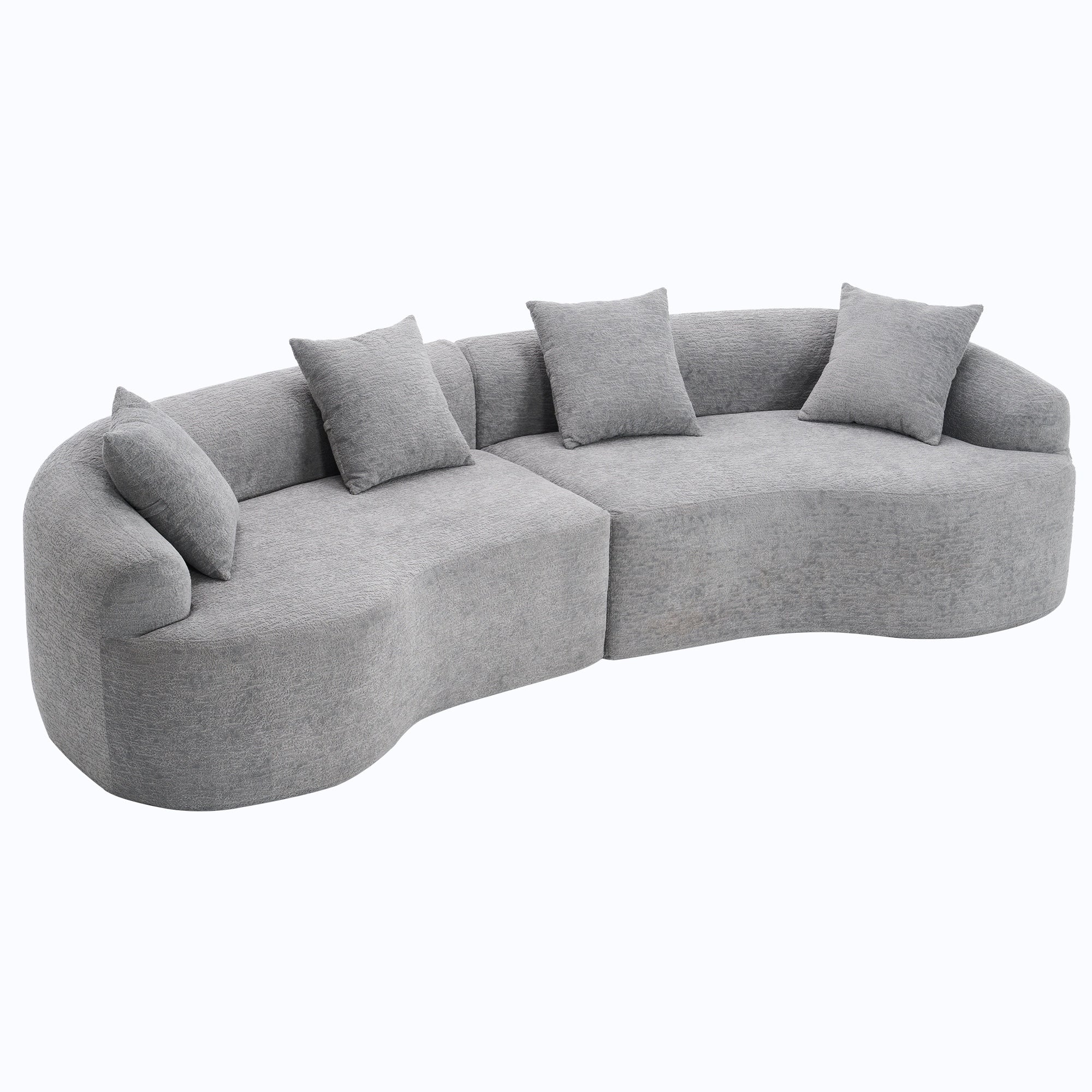Luxury Chenille Fabric Sofa,4 Seater Modular Curved Sectional Couch