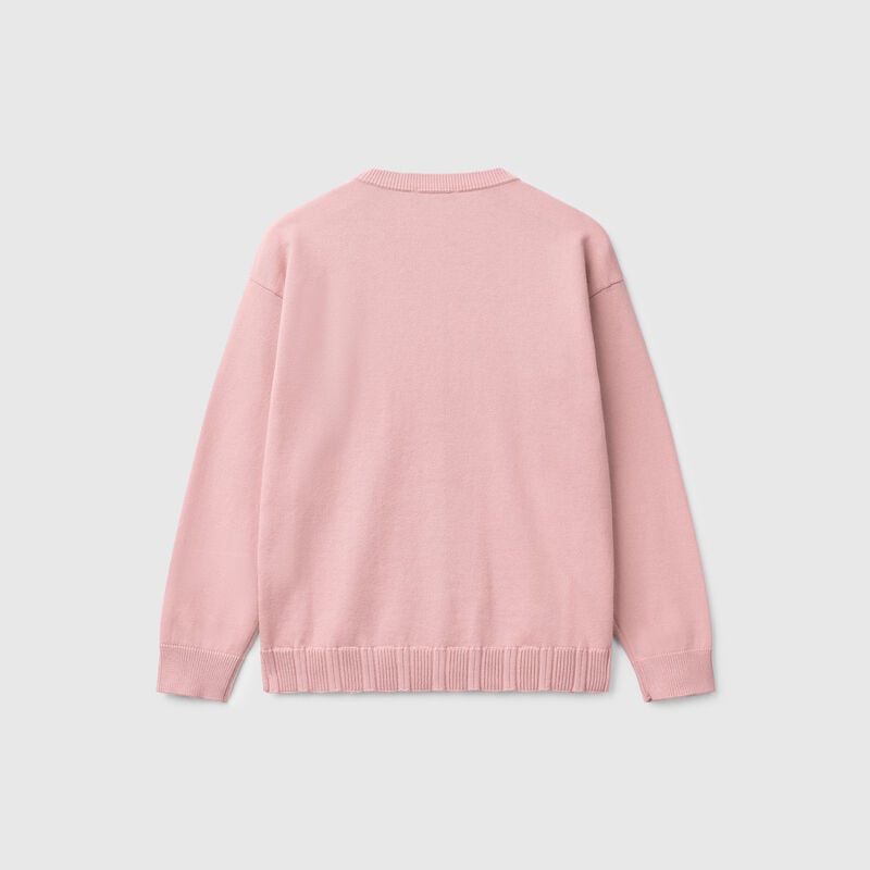 Pure cotton crew neck cardigan