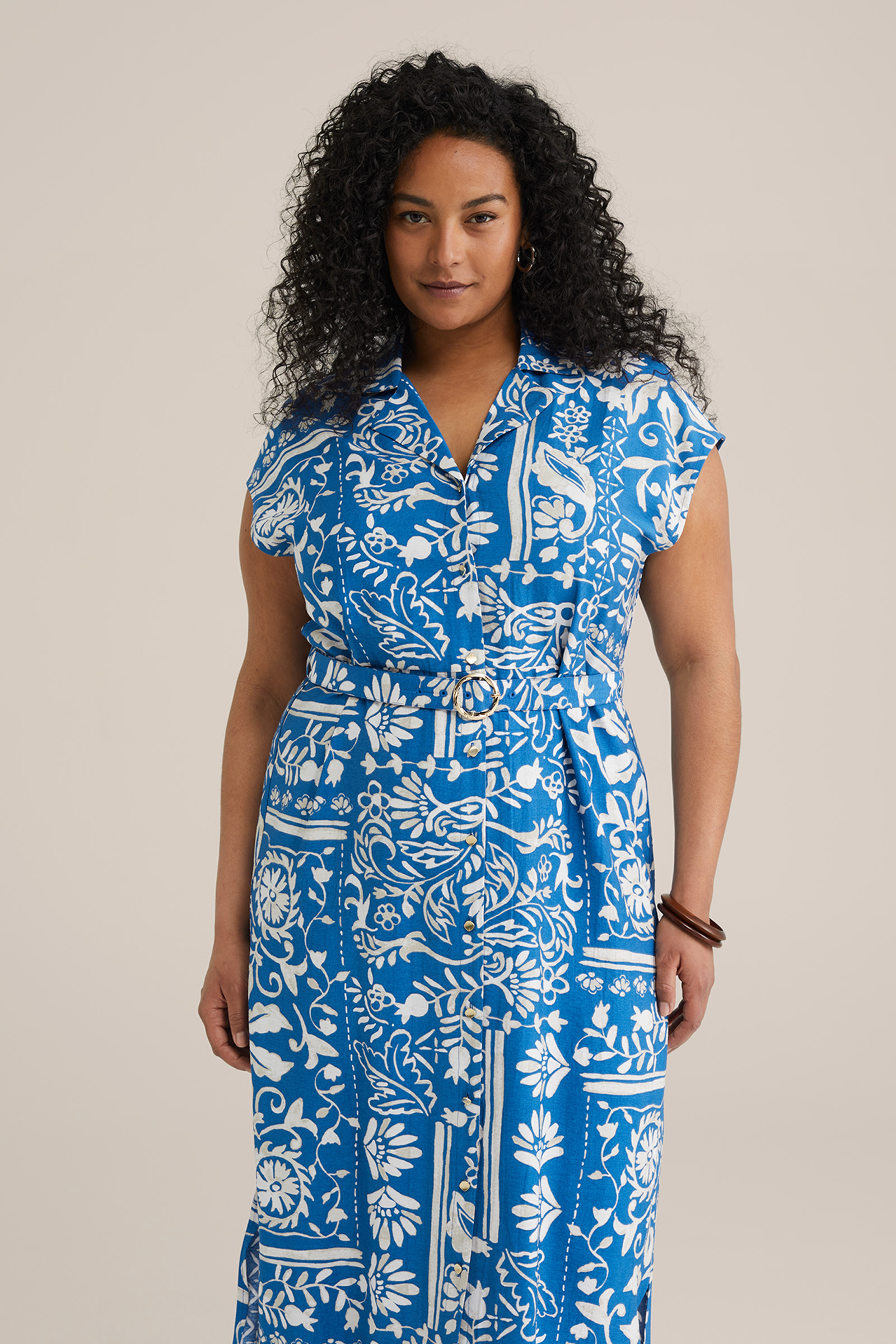 Dames Midi jurk met ceintuur - Curve