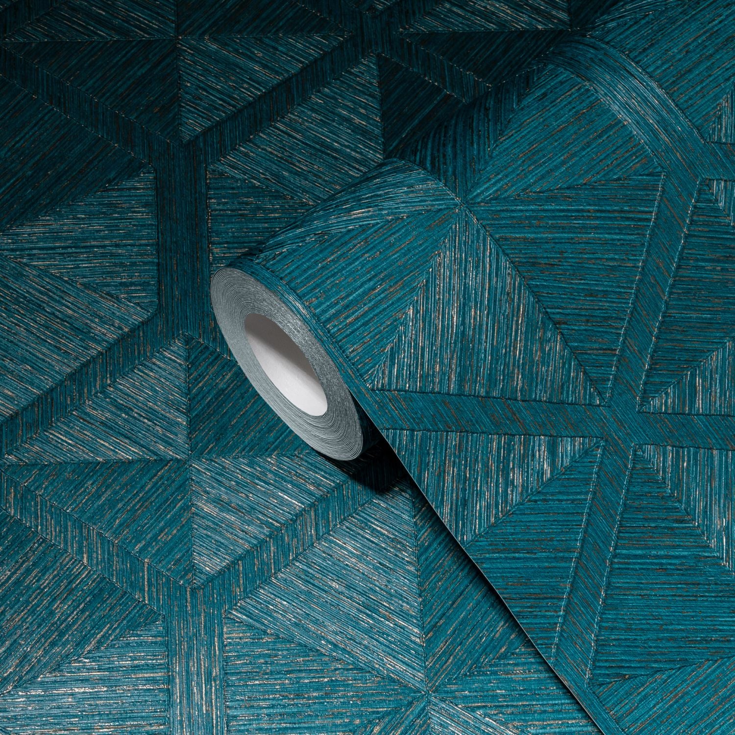 Livingwalls behang geometrische vormen turquoise, roest bruin en goud - 53 cm x 10.05 m - AS-386901