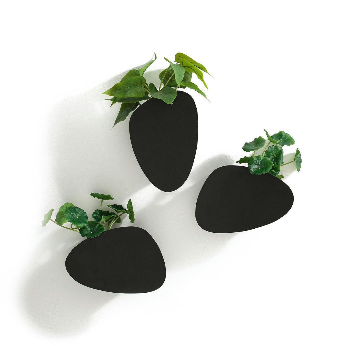 Lot de 3 cache-pots muraux en métal fer, Pavo
