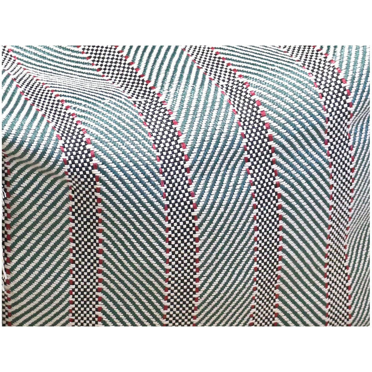 - Pouf à franges vert et rouge 46x46x35cm