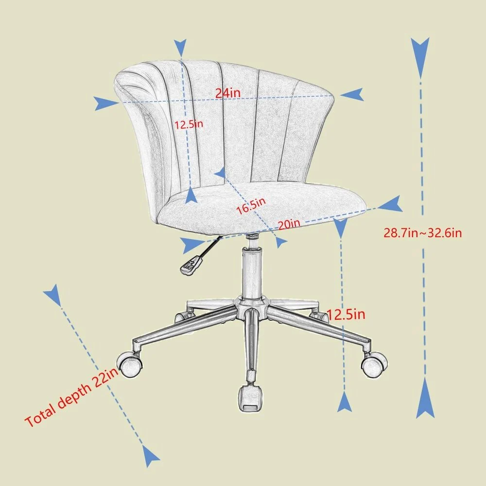 Velvet Fabric Swivel Home Office Chair