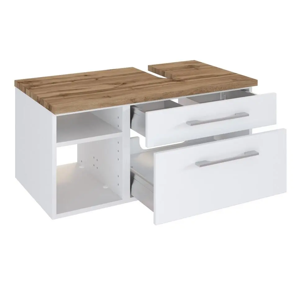 Wastafelonderkast Dasa (rechts) 90cm met 2 lades - wit