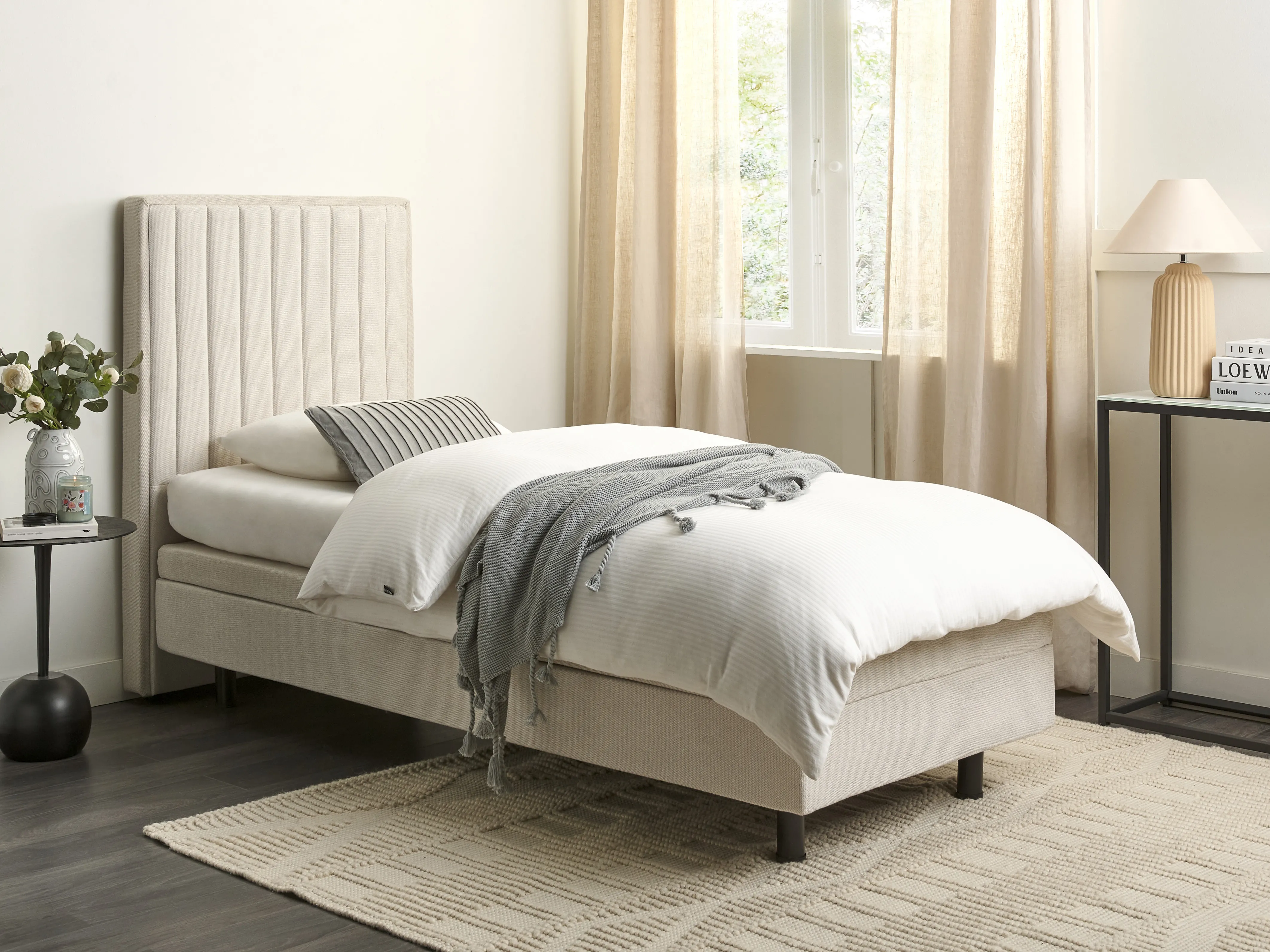 Adjustable Bed Fabric CASTELLAN 80 x 200 cm (EU Small Single) Light Beige