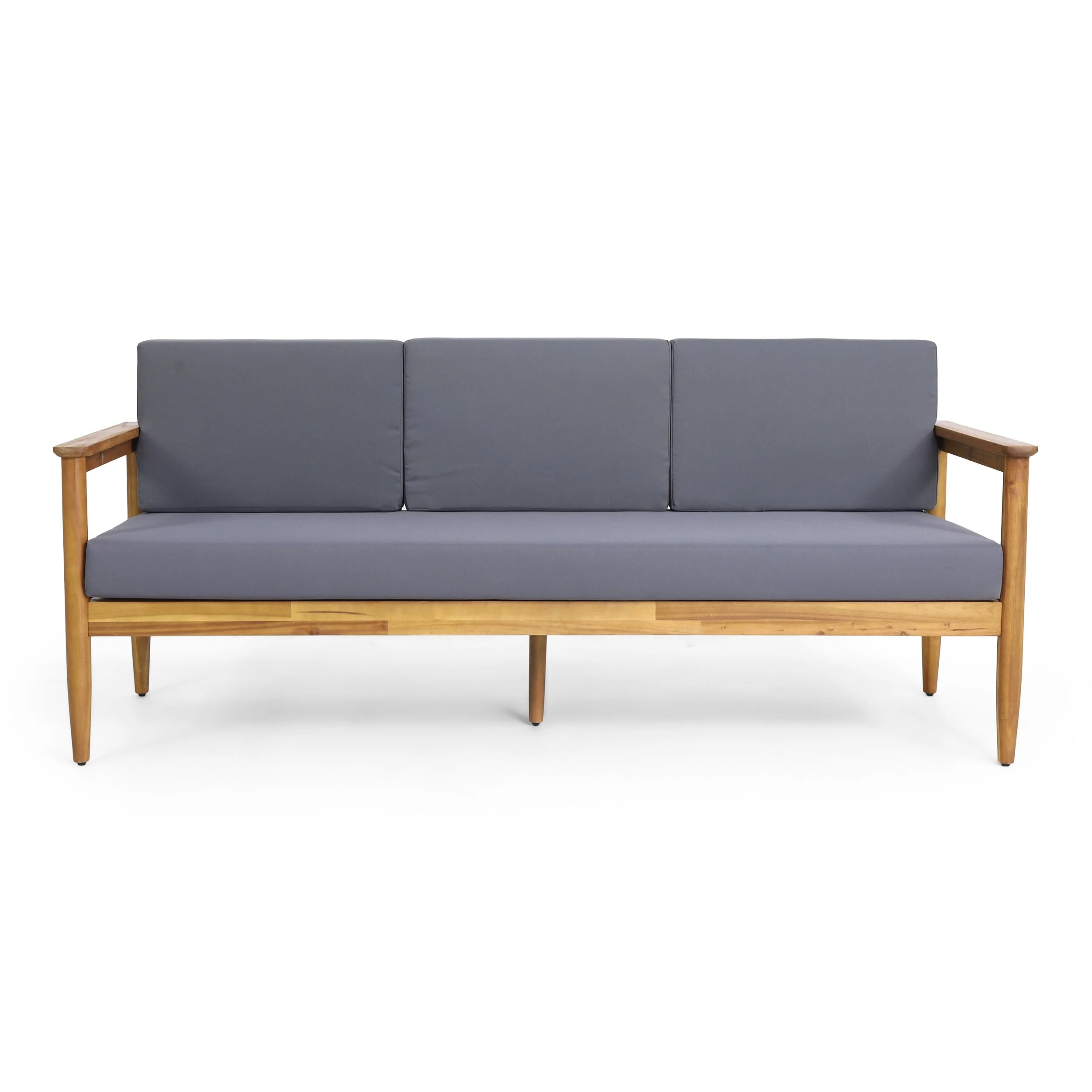 Magnolia Outdoor Acacia Wood 3 Seater Sofa by Christopher Knight Home - 76.25 W x 27.00 D x 25.50 H