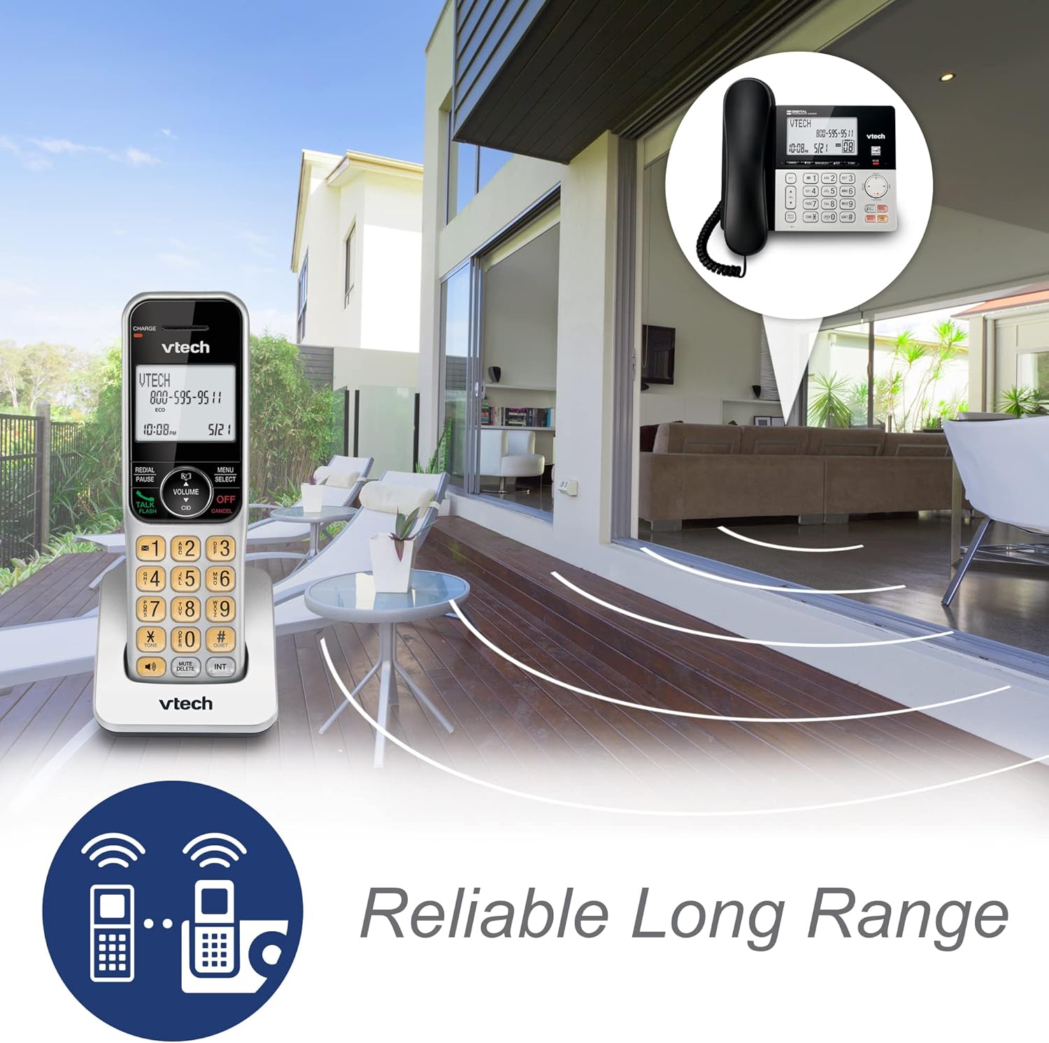 VTech VG208-2 DECT 6.0 Corded/Cordless Phone System with 2 Handsets, Digital Answering Machine, Call Blocking, Caller ID, Large Backlit Display