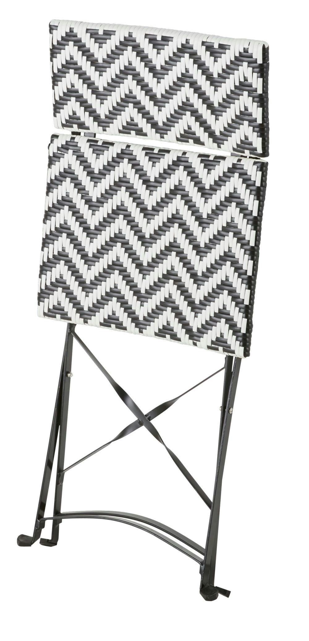 Lotta Business - Chaises de jardin professionnelles en résine tressée noire et blanche (x2)