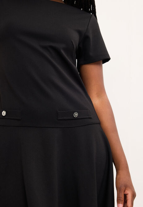 Womens Black Fit & Flare Dress