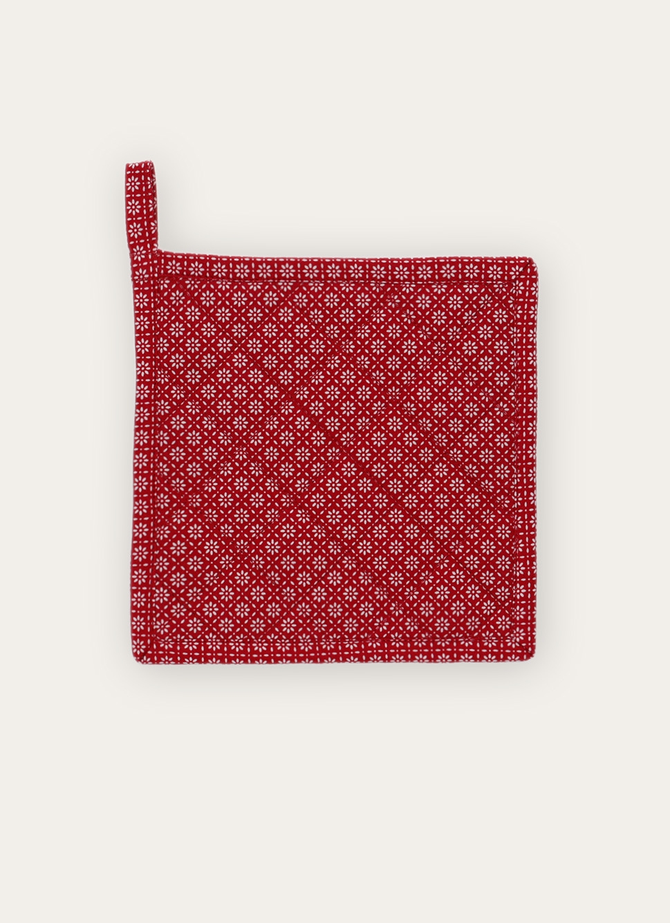 MANIQUE EN COTON MOTIF FANTAISIE ROUGE/BLANC