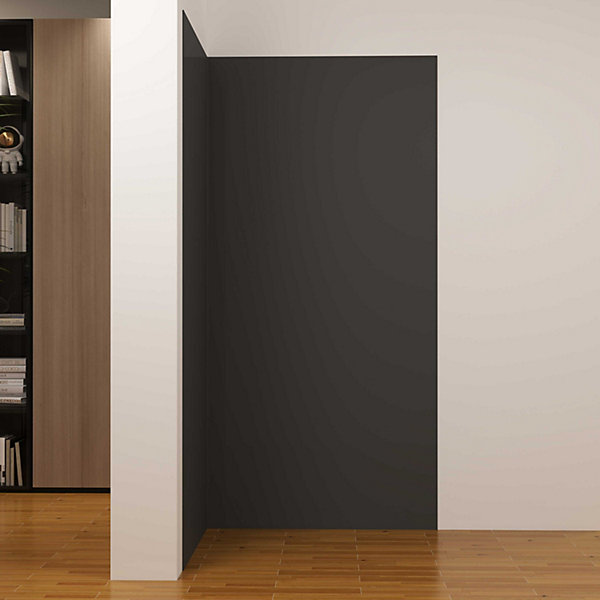 Lot de 2 panneaux muraux de douche Noir mural aluminium avec 3 profiles - L.90 x L.90 x H.210 cm - facile à nettoyer