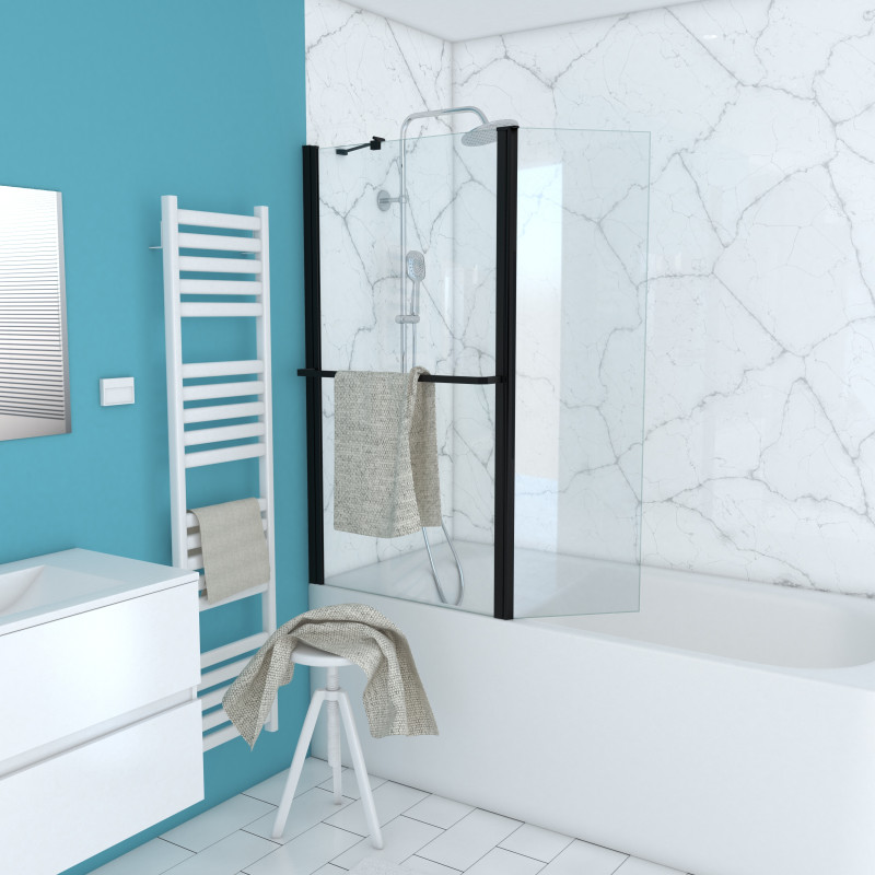 Paroi de bain Ibiza noir mat 130 x 104 cm AURLANE