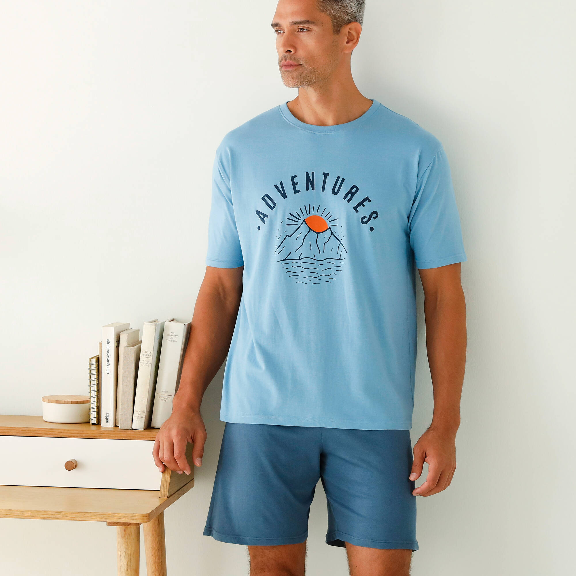 Short pyjama coton uni