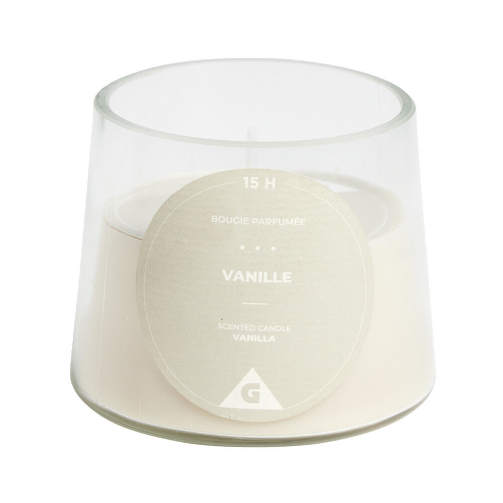 Bougie dans verre senteur vanille Ø9xH7.5cm