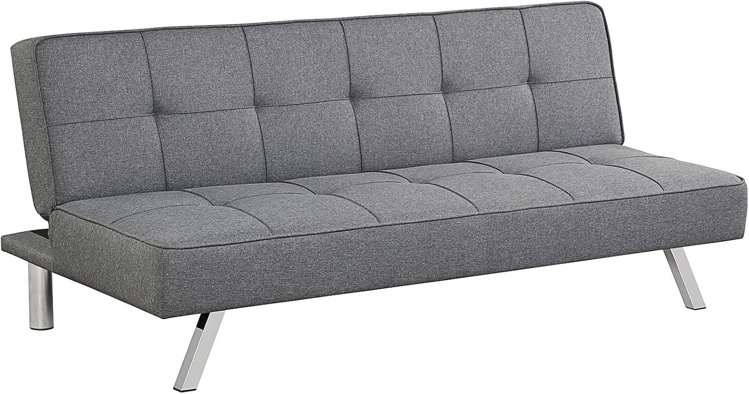 Giantex 3-Seat Convertible Sofa Bed, Sofa Bed w/ 3 Adjustable Angles, Line Fabric & High-Density Sponge, Durable Wood Frame &Sturdy Stainless-Steel Feet, Suitable for Living Room, Bedroom