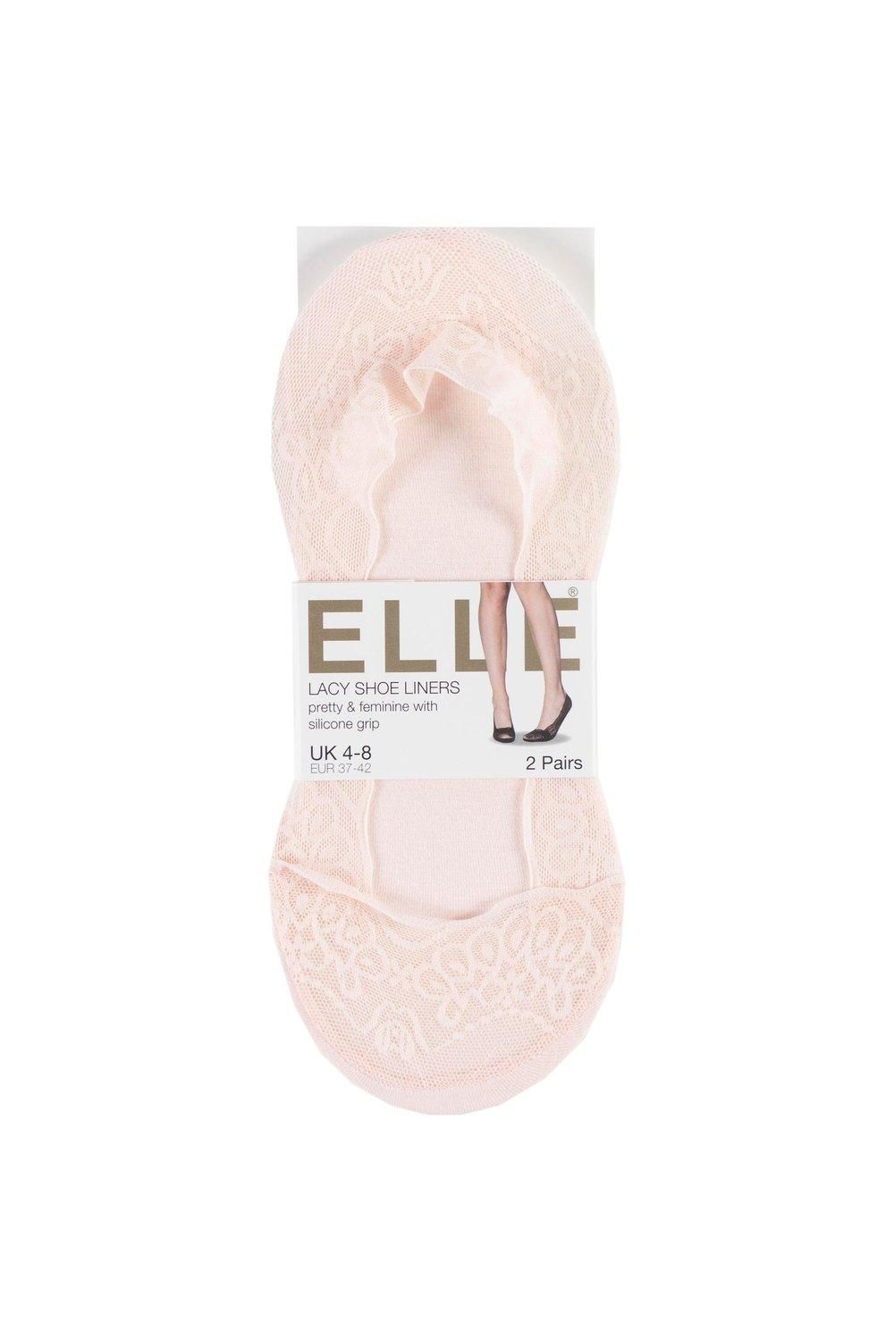 ELLE 2 Pair Lace Shoe Liner Socks with Grip