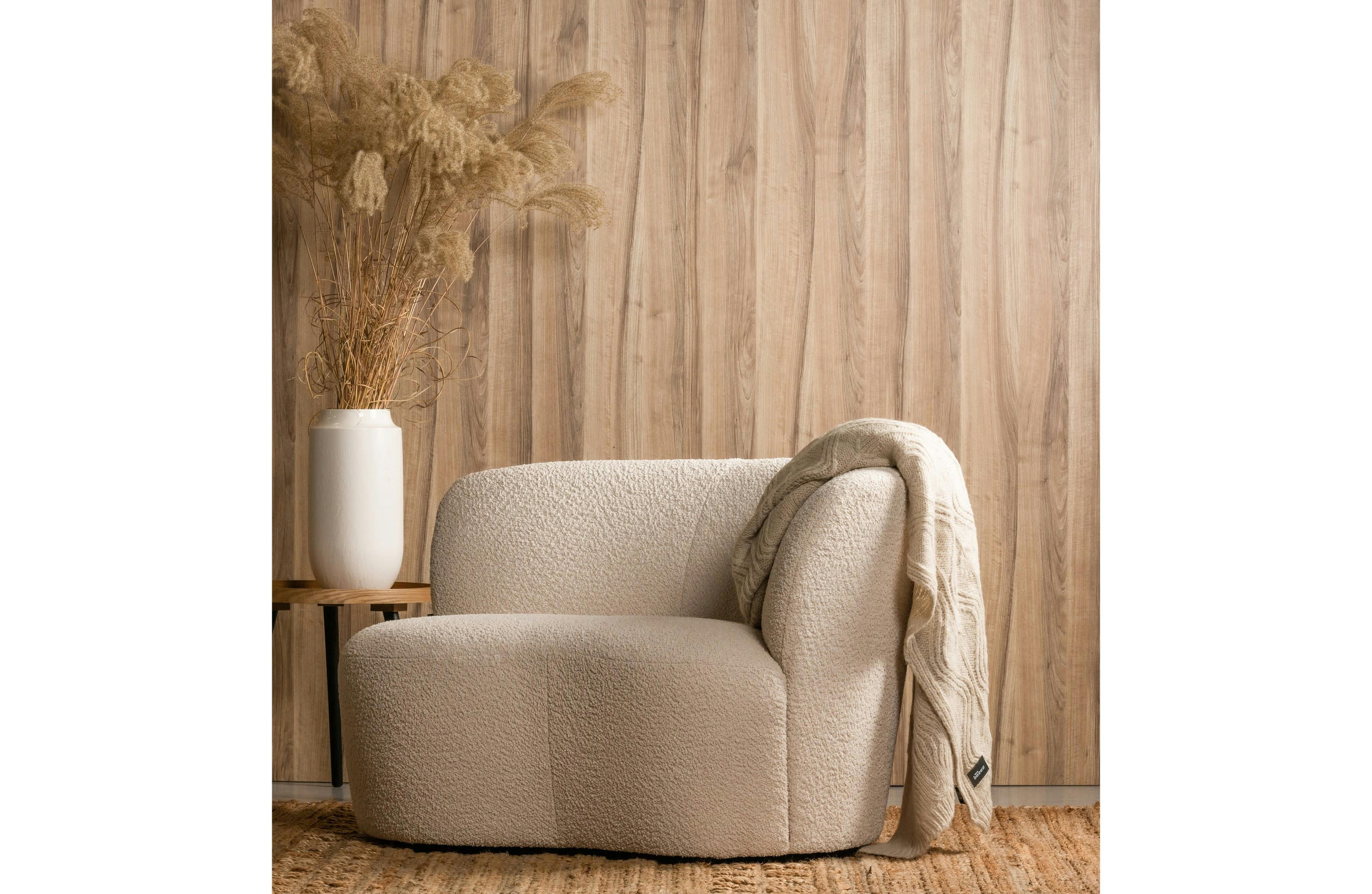 STONE - Canapé d'angle droit en tissu crème