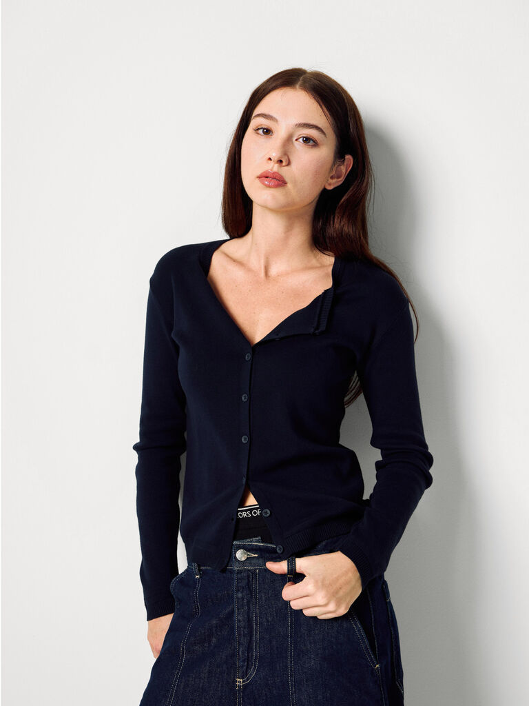 Midnight blue 100% cotton cardigan
