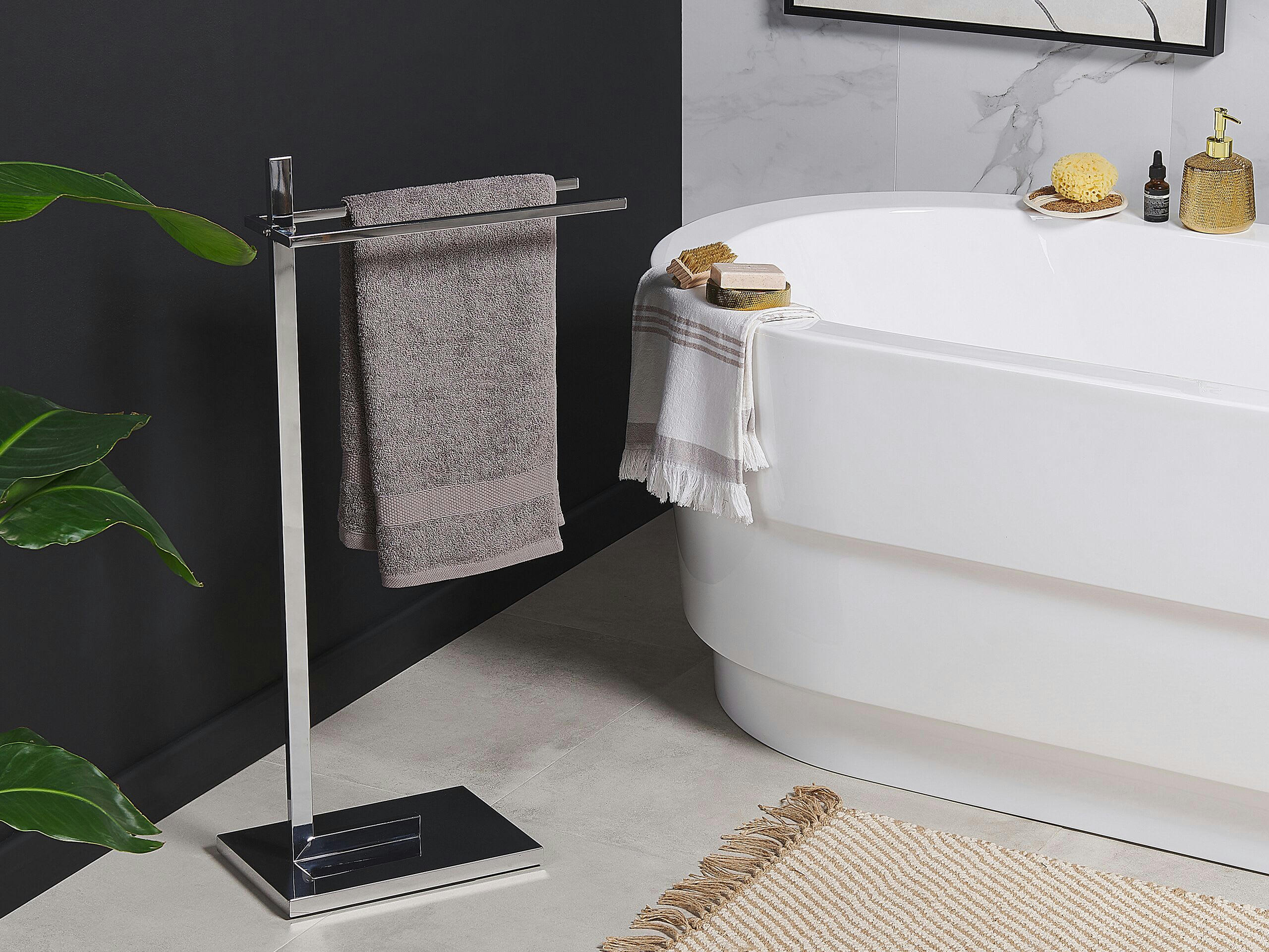 SELVA - Porte-serviettes en acier argenté