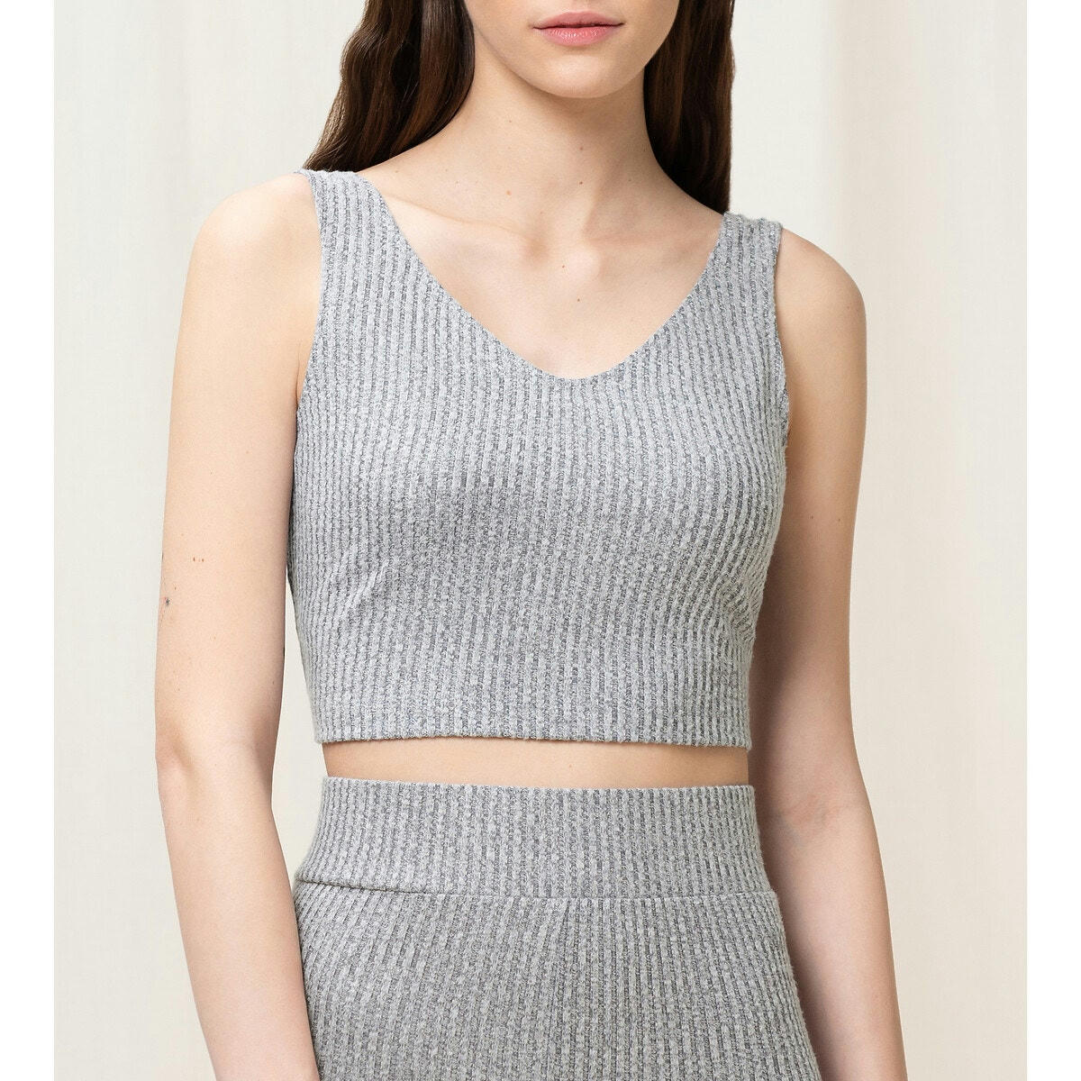 Crop top côtelé recyclé Thermal