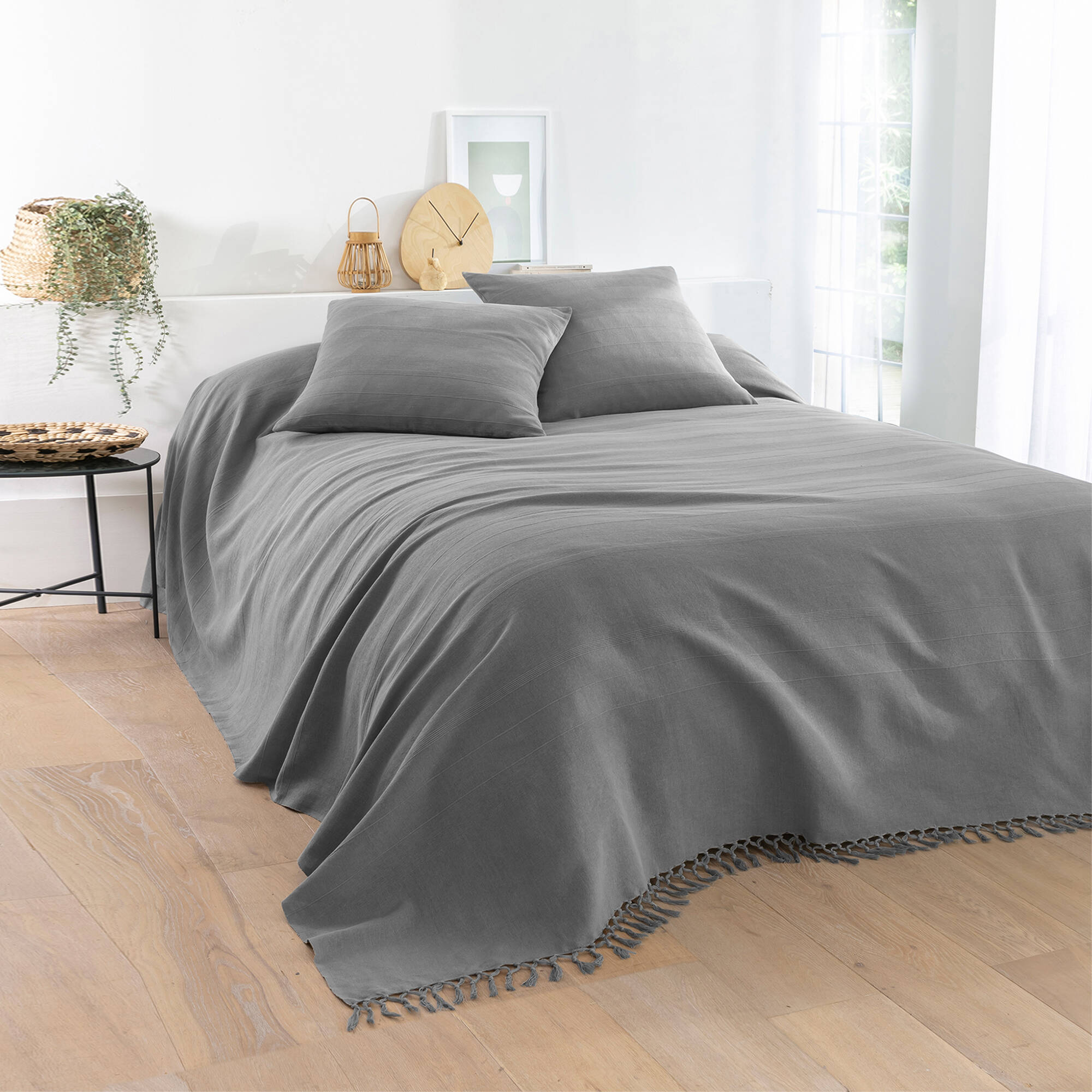 Housse coussin unie coton tissage artisanal - lot de 2