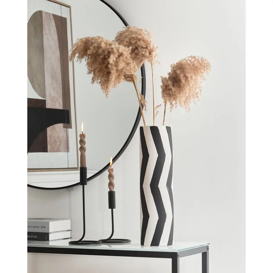 GOBY - Bloemenvaas - Wit/Zwart - Steengoed