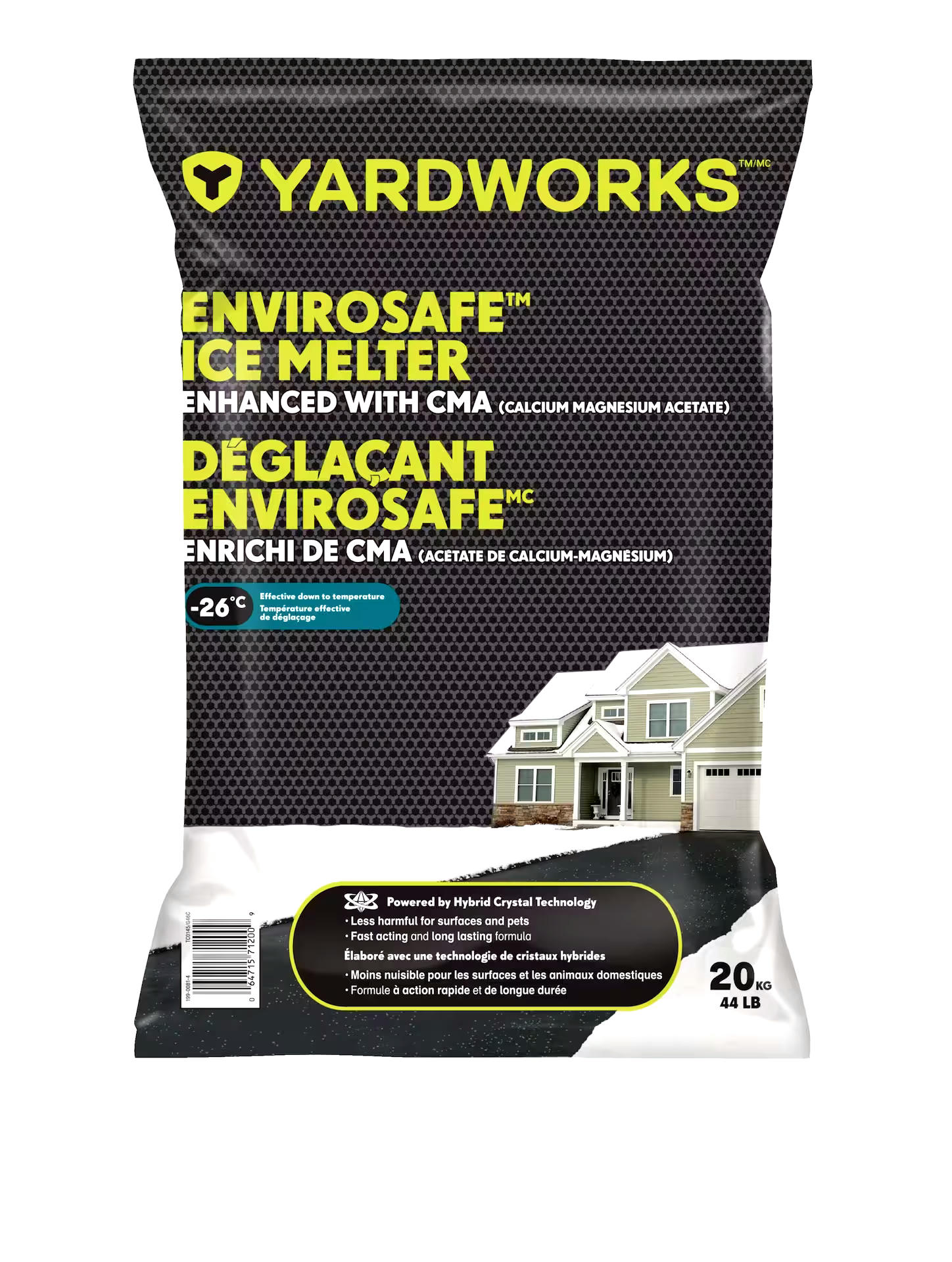 Yardworks Envirosafe™ Ice Melt Bag, Less Harmful to Surfaces, Vegetation, & Pets, 20-kg