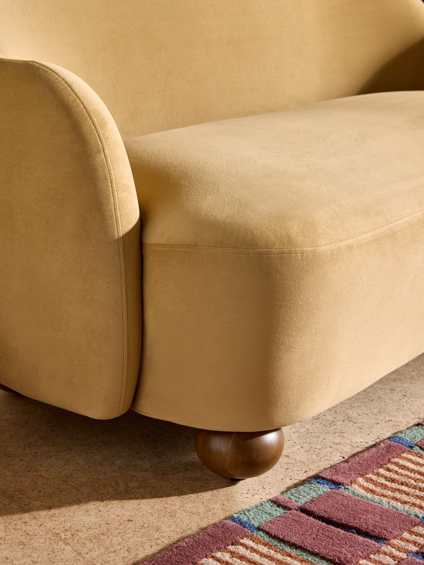 Ellio 2 Seater Sofa in Soft Caramel Natural Velvet