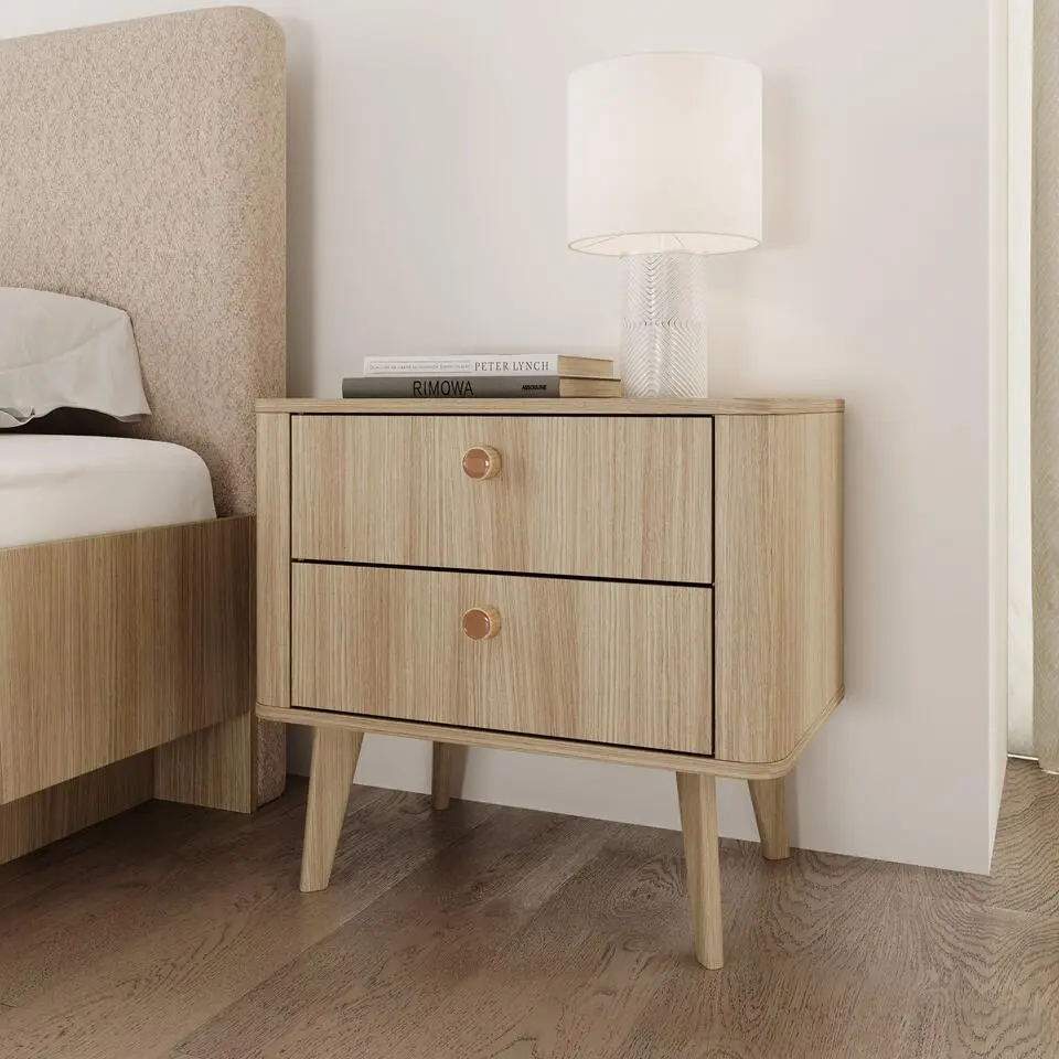 Meubella - Voorne - Nachtkastje - Eiken - 63 cm