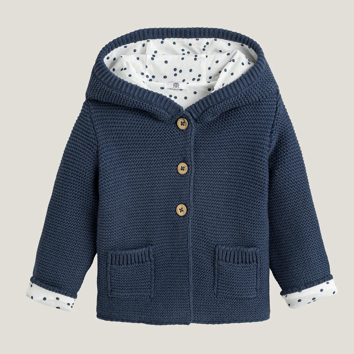 Gilet à capuche boutonné et doublé, coton bio