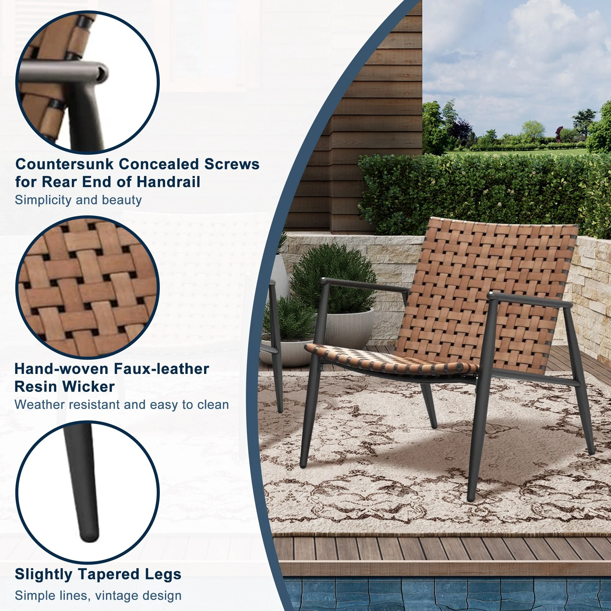 2 Pieces Outdoor Wicker Chair