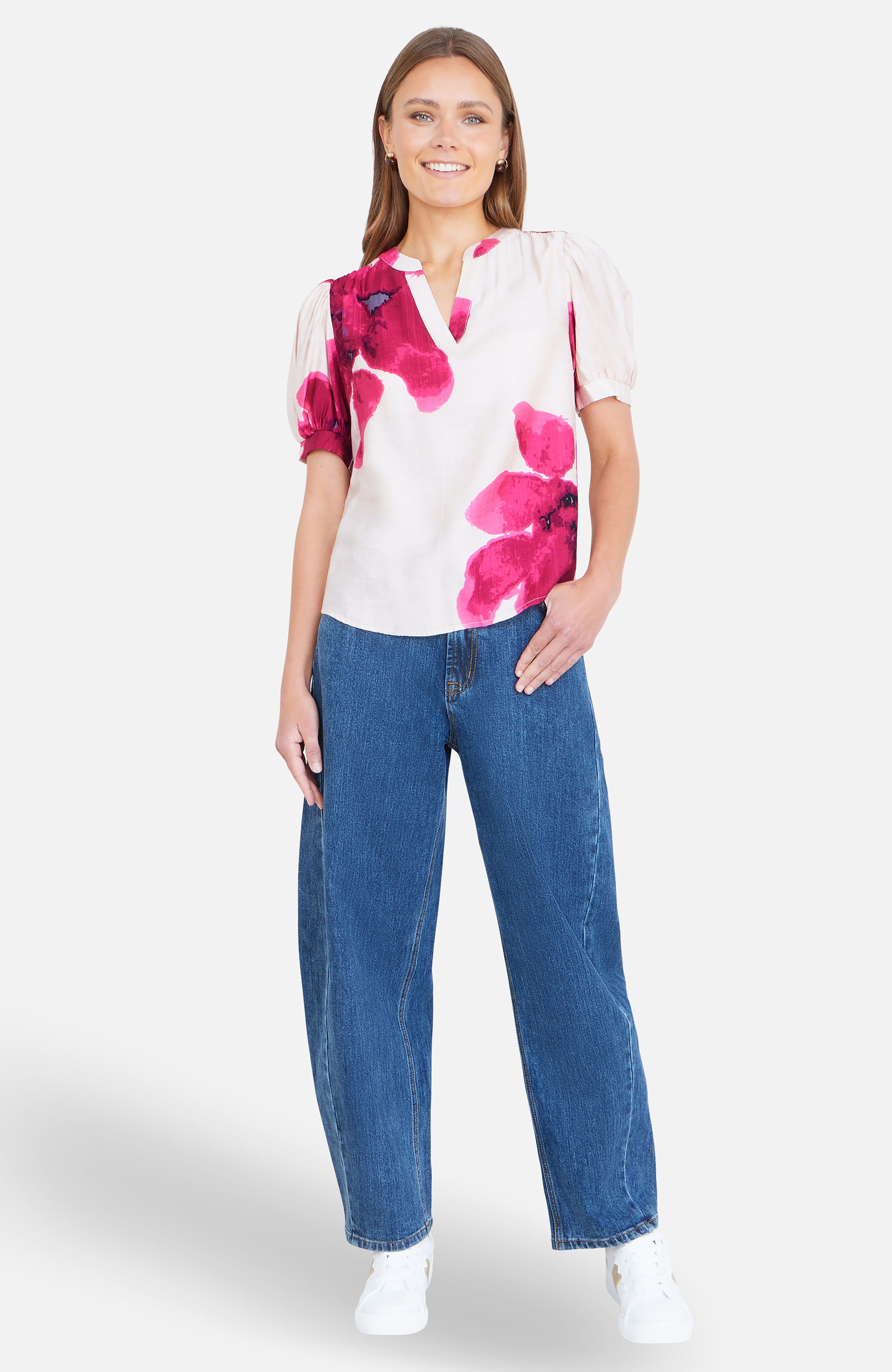 Yumi Watercolour Viscose Floral Top