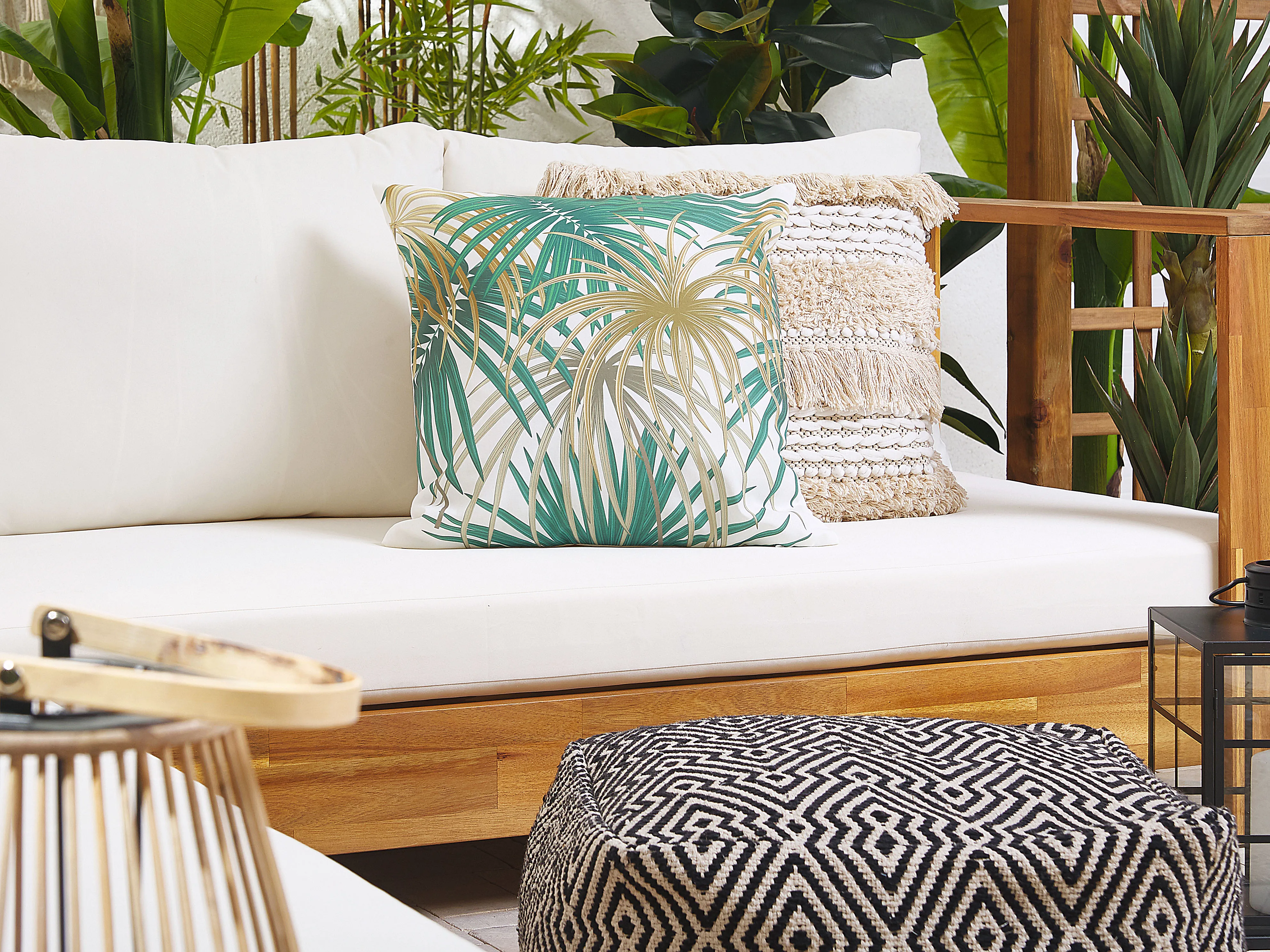 Set of 2 Outdoor Cushions GAIANA Plant Pattern 45 x 45 cm Green