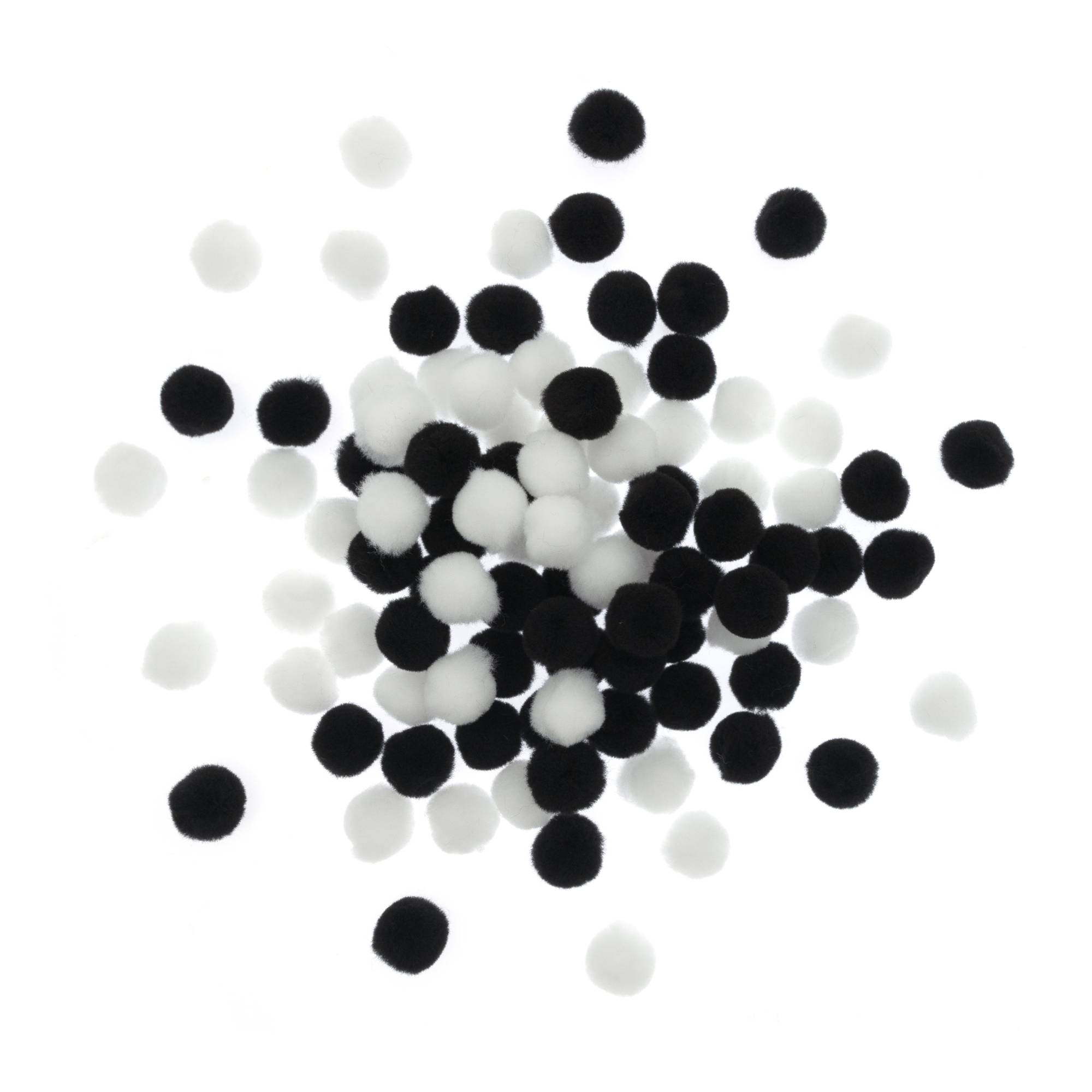 Black and White Pom Poms 2cm 100 Pack