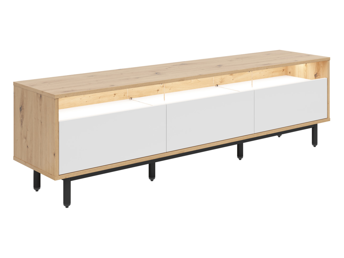 Szafka RTV Gap 190 cm z 3 szufladami dąb artisan/biały