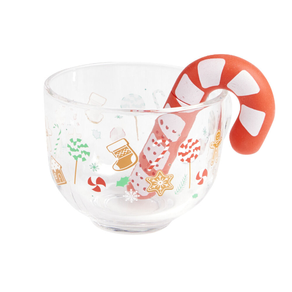 Coffret tasse No&euml;l avec infuseur forme sucre d'orge