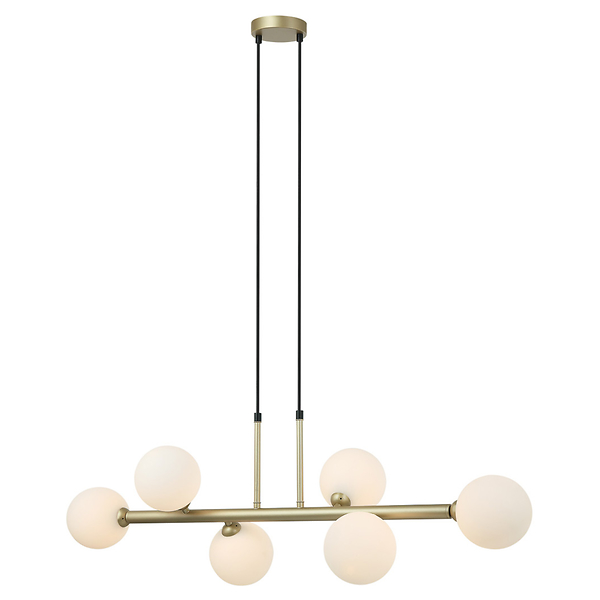 Lampa wisząca Olbia 6-punktowa szklana biało-złota