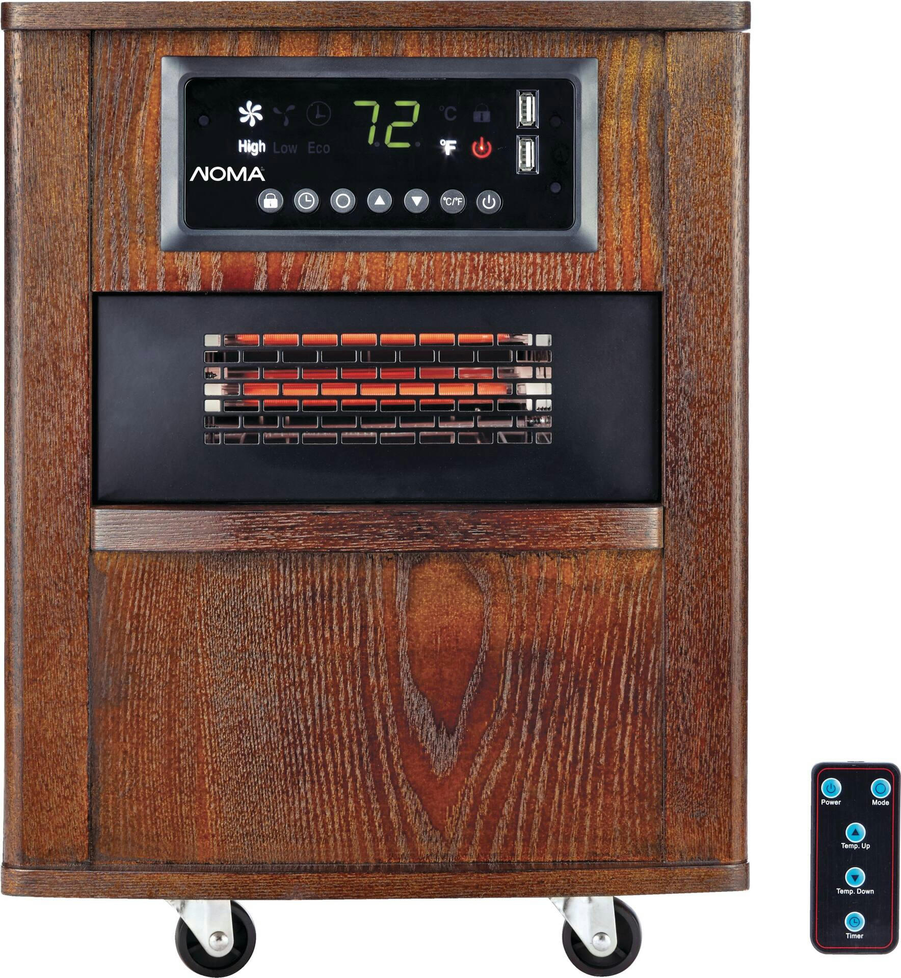 NOMA Ebony Cabinet Infrared Space Heater w/Remote Control & Thermostat, Medium, 1500W